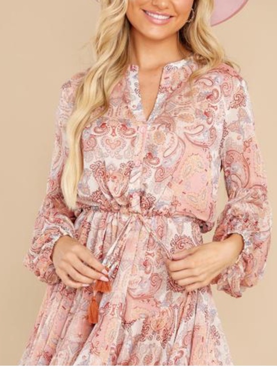 Red Dress Boutique Dresses & Skirts - Aakaa Pink Paisley Tiered Boho Dress